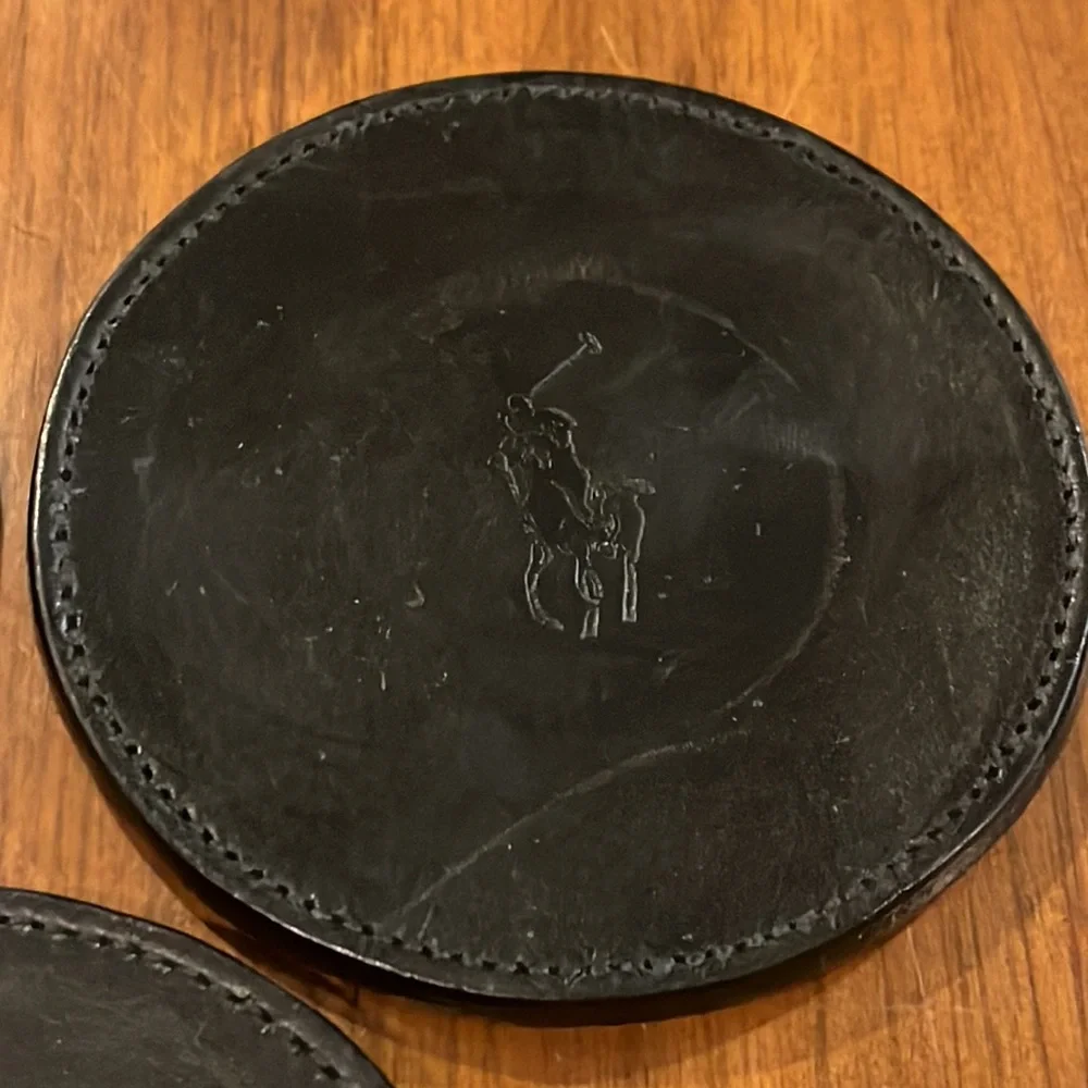 Polo Ralph Lauren vintage drink coasters leather X 3 black